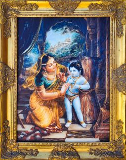 Framed Canvas Mother Yashoda binding Lord Krishna